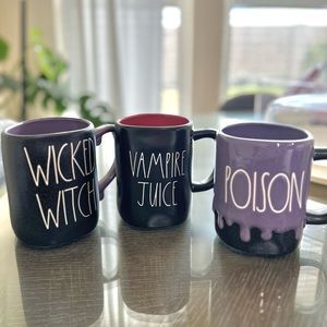 Set of 3 🎃 Rae Dunn Halloween Trio Mugs Wicked Witch - Vampire Juice - Poison